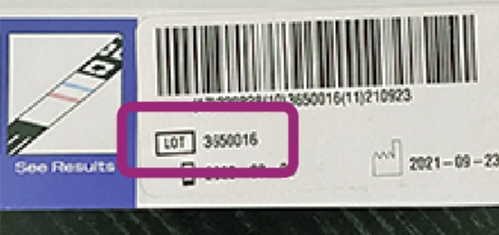Lot number and barcode on back of product package
