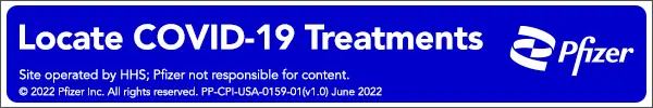 Pfizer banner ad: Locate COVID-19 Treatments